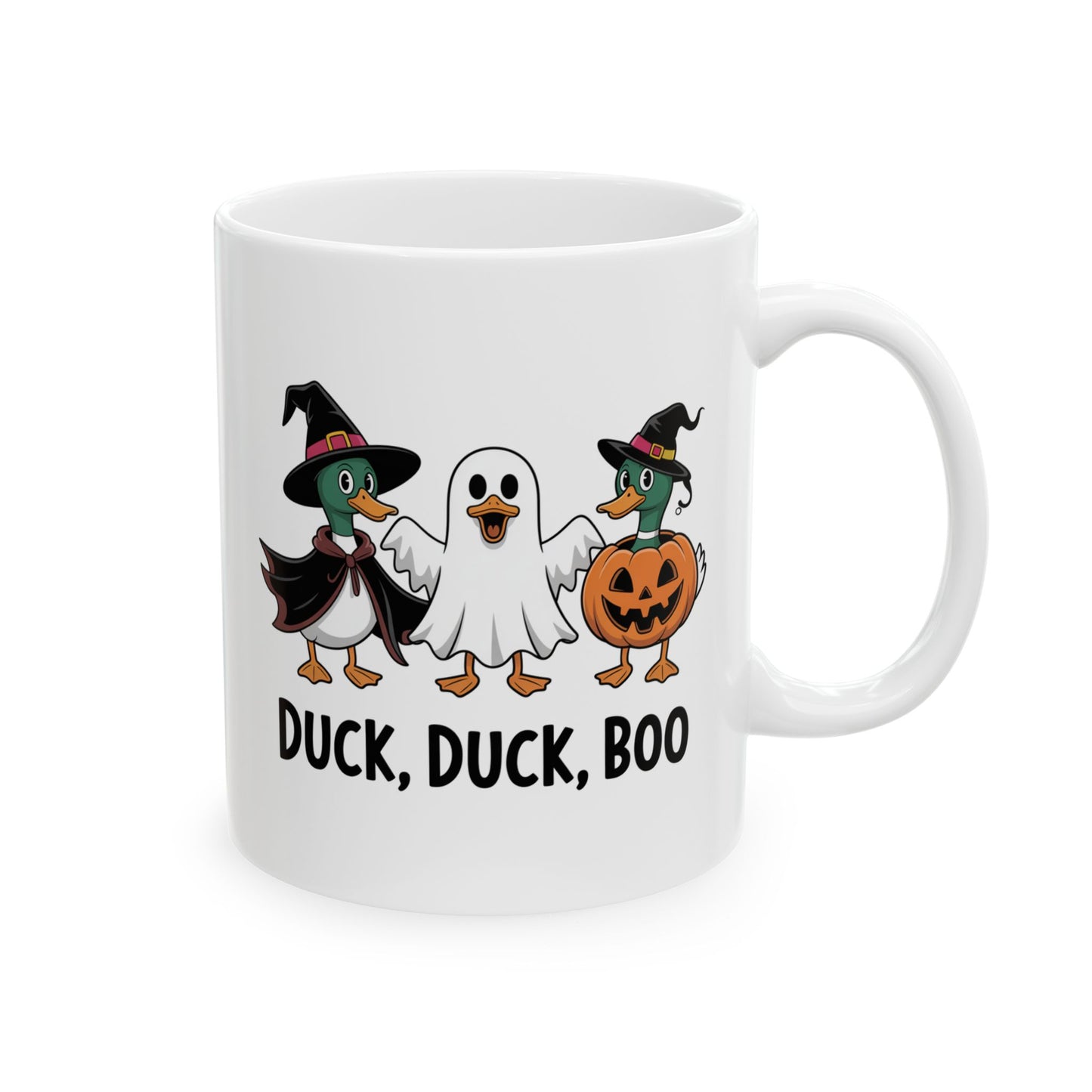 Duck Duck Boo Mug β Funny Halloween Coffee Mug β Cute Duck Ghost Pumpkin Cup β Spooky Fall Gift for Coffee Lovers β 11oz / 15oz Ceramic Mug