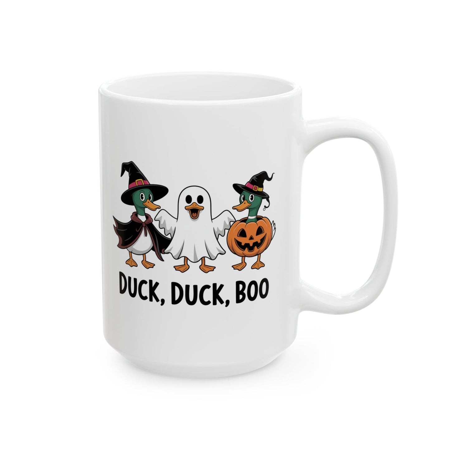 Duck Duck Boo Mug β Funny Halloween Coffee Mug β Cute Duck Ghost Pumpkin Cup β Spooky Fall Gift for Coffee Lovers β 11oz / 15oz Ceramic Mug