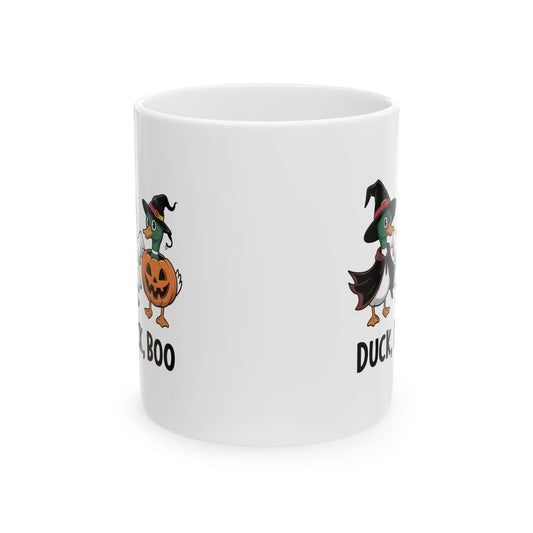 Duck Duck Boo Mug – Funny Halloween Coffee Mug – Cute Duck Ghost Pumpkin Cup – Spooky Fall Gift for Coffee Lovers – 11oz / 15oz Ceramic Mug